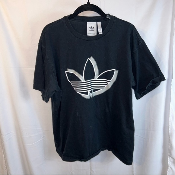 Adidas Shirt Original Shadow Outline Trefoil Logo Graphic Tee Short Sleeve Top - Picture 2 of 6